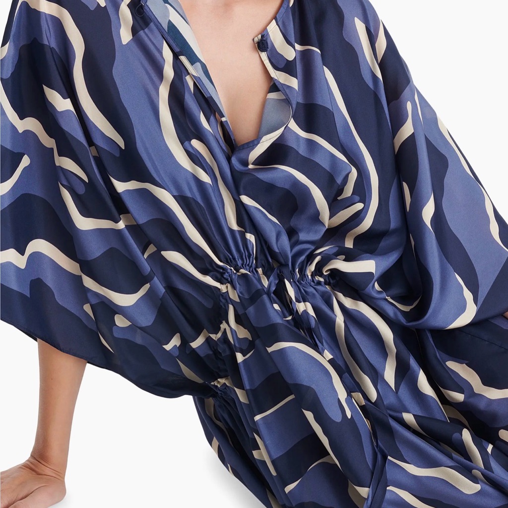 Elegant Blue And Cream Swim Coverup